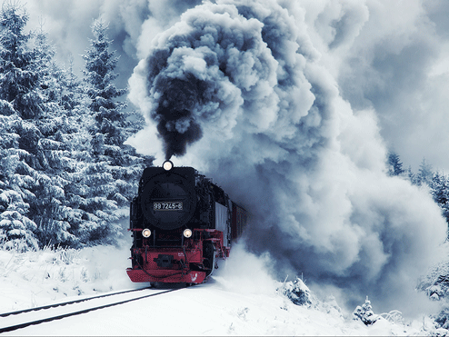 tren con humo animado